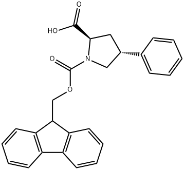 1,2-Pyrrolidinedicarboxylic acid, 4-phenyl-, 1-(9H-fluoren-9-ylmethyl) ester, (2R,4R)- 구조식 이미지