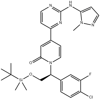 2(1H)-Pyridinone, 1-[(1S)-1-(4-chloro-3-fluorophenyl)-2-[[(1,1-dimethylethyl)dimethylsilyl]oxy]ethyl]-4-[2-[(1-methyl-1H-pyrazol-5-yl)amino]-4-pyrimidinyl]-