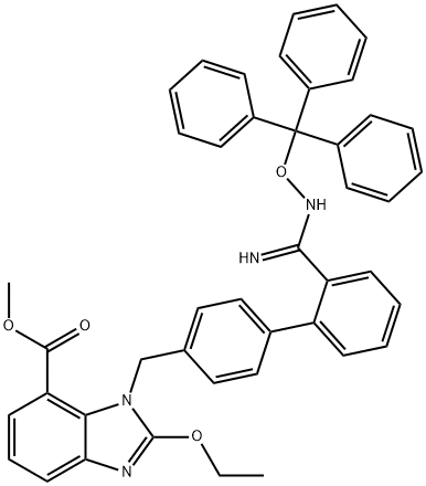 Methyl 2-Ethoxy-1-((2'-(N-(trityloxy)carbamimidoyl)-[1,1'-biphenyl]-4-yl)methyl)-1H-benzo[d]imidazole-7-carboxylate Structure