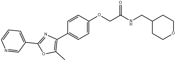 Acetamide, 2-[4-[5-methyl-2-(3-pyridinyl)-4-oxazolyl]phenoxy]-N-[(tetrahydro-2H-pyran-4-yl)methyl]- Structure