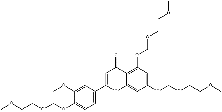 5,7-Bis[(2-methoxyethoxy)methoxy]-2-[3-methoxy-4-[(2-methoxyethoxy)methoxy]phenyl]-4H-1-benzopyran-4-one 구조식 이미지