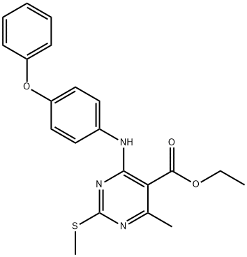 ethyl 4-methyl-2-(methylsulfanyl)-6-[(4-phenoxyphenyl)amino]pyrimidine-5-carboxylate 구조식 이미지