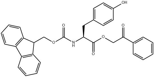 L-Tyrosine, N-[(9H-fluoren-9-ylmethoxy)carbonyl]-, 2-oxo-2-phenylethyl ester 구조식 이미지