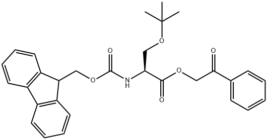 L-Serine, O-(1,1-dimethylethyl)-N-[(9H-fluoren-9-ylmethoxy)carbonyl]-, 2-oxo-2-phenylethyl ester Structure