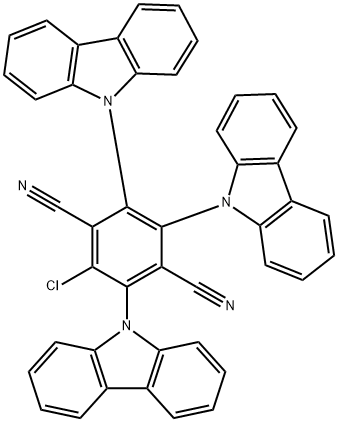 1,4-Benzenedicarbonitrile, 2,3,5-tri-9H-carbazol-9-yl-6-chloro- Structure