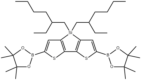 4,4'-Bis(2-ethyl-hexyl)-5,5'-bis(triMethyltin)-dithieno[3,2-b:2,3-d]silole 구조식 이미지