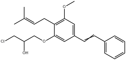 2-Propanol, 1-chloro-3-[3-methoxy-2-(3-methyl-2-buten-1-yl)-5-(2-phenylethenyl)phenoxy]- 구조식 이미지