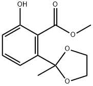 Benzoic acid, 2-hydroxy-6-(2-methyl-1,3-dioxolan-2-yl)-, methyl ester 구조식 이미지