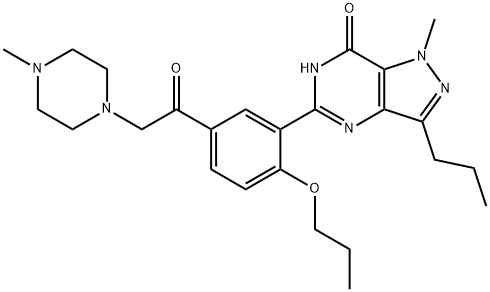7H-Pyrazolo[4,3-d]pyrimidin-7-one, 1,6-dihydro-1-methyl-5-[5-[2-(4-methyl-1-piperazinyl)acetyl]-2-propoxyphenyl]-3-propyl- Structure