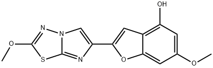 4-Benzofuranol, 6-methoxy-2-(2-methoxyimidazo[2,1-b]-1,3,4-thiadiazol-6-yl)- Structure