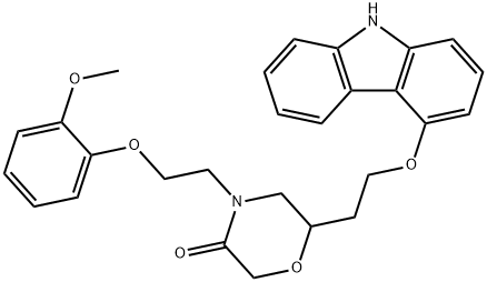 3-Morpholinone, 6-[2-(9H-carbazol-4-yloxy)ethyl]-4-[2-(2-methoxyphenoxy)ethyl]- 구조식 이미지