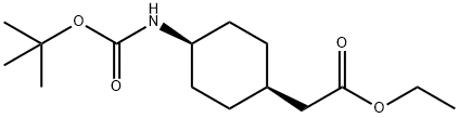 Cyclohexaneacetic acid, 4-[[(1,1-dimethylethoxy)carbonyl]amino]-, ethyl ester, cis- Structure