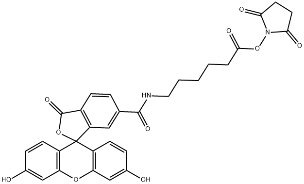5(6)-Carboxyfluorescein-hexanoic acid Structure