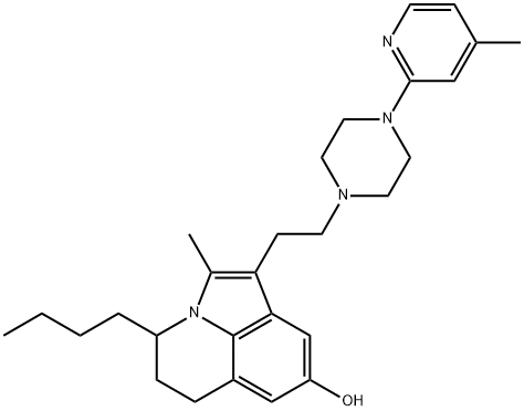 4H-Pyrrolo[3,2,1-ij]quinolin-8-ol, 4-butyl-5,6-dihydro-2-methyl-1-[2-[4-(4-methyl-2-pyridinyl)-1-piperazinyl]ethyl]- Structure