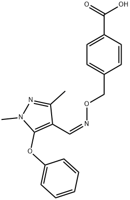 Benzoic acid, 4-[[[[(1,3-dimethyl-5-phenoxy-1H-pyrazol-4-yl)methylene]amino]oxy]methyl]-, (Z)- (9CI) Structure