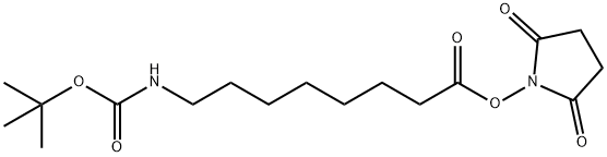 Octanoic acid, 8-[[(1,1-dimethylethoxy)carbonyl]amino]-, 2,5-dioxo-1-pyrrolidinyl ester Structure