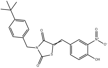 2,4-Thiazolidinedione, 3-[[4-(1,1-dimethylethyl)phenyl]methyl]-5-[(4-hydroxy-3-nitrophenyl)methylene]- Structure