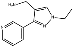 1H-Pyrazole-4-methanamine, 1-ethyl-3-(3-pyridinyl)- 구조식 이미지