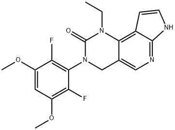 2H-Pyrrolo[3',2':5,6]pyrido[4,3-d]pyrimidin-2-one, 3-(2,6-difluoro-3,5-dimethoxyphenyl)-1-ethyl-1,3,4,7-tetrahydro- 구조식 이미지