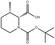 1,2-Piperidinedicarboxylic acid, 3-methyl-, 1-(1,1-dimethylethyl) ester, (2R,3S)- Structure