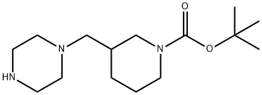 1-Piperidinecarboxylic acid, 3-(1-piperazinylmethyl)-, 1,1-dimethylethyl ester Structure