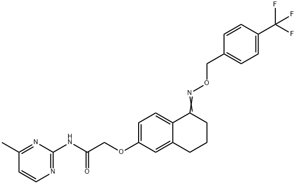 Acetamide, N-(4-methyl-2-pyrimidinyl)-2-[[5,6,7,8-tetrahydro-5-[[[4-(trifluoromethyl)phenyl]methoxy]imino]-2-naphthalenyl]oxy]- Structure