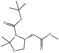 tert-butyl (4R)-4-(2-methoxy-2-oxo-ethyl)-2,2-dimethyl-oxazolidine-3-carboxylate 구조식 이미지
