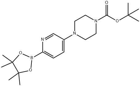 1-Piperazinecarboxylic acid, 4-[6-(4,4,5,5-tetramethyl-1,3,2-dioxaborolan-2-yl)-3-pyridinyl]-, 1,1-dimethylethyl ester Structure