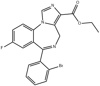 4H-Imidazo[1,5-a][1,4]benzodiazepine-3-carboxylic acid, 6-(2-bromophenyl)-8-fluoro-, ethyl ester 구조식 이미지