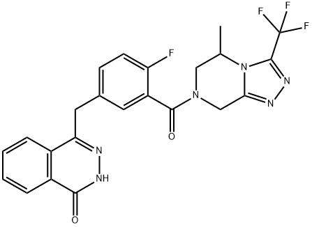 1(2H)-Phthalazinone, 4-[[3-[[5,6-dihydro-5-methyl-3-(trifluoromethyl)-1,2,4-triazolo[4,3-a]pyrazin-7(8H)-yl]carbonyl]-4-fluorophenyl]methyl]- 구조식 이미지