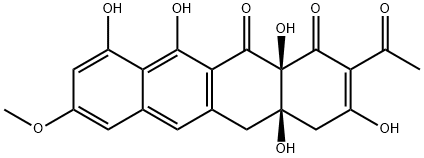 1,12(4H,5H)-Naphthacenedione, 2-acetyl-4a,12a-dihydro-3,4a,10,11,12a-pentahydroxy-8-methoxy-, (4aR,12aS)- Structure