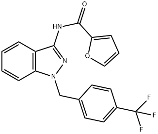 N-[1-[[4-(Trifluoromethyl)phenyl]methyl]-1H-indazol-3-yl]-2-furancarboxamide Structure