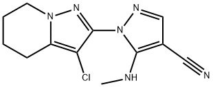 1H-Pyrazole-4-carbonitrile, 1-(3-chloro-4,5,6,7-tetrahydropyrazolo[1,5-a]pyridin-2-yl)-5-(methylamino)- Structure