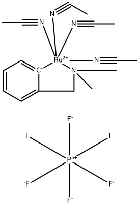 Ruthenium(1+), tetrakis(acetonitrile)[2-[(dimethylamino-κN)methyl]phenyl-κC]-, (OC-6-32)-, hexafluorophosphate(1-) (1:1) Structure