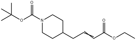 1-Piperidinecarboxylic acid, 4-(4-ethoxy-4-oxo-2-buten-1-yl)-, 1,1-dimethylethyl ester 구조식 이미지