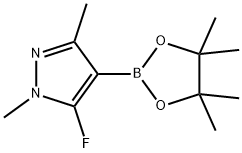 1H-Pyrazole, 5-fluoro-1,3-dimethyl-4-(4,4,5,5-tetramethyl-1,3,2-dioxaborolan-2-yl)- 구조식 이미지