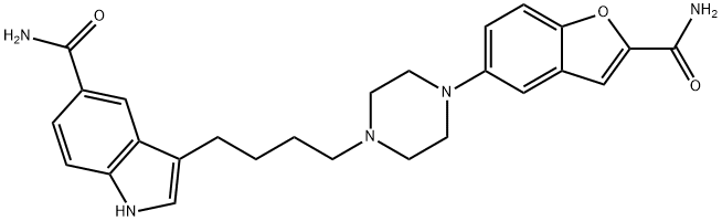 1H-Indole-5-carboxamide, 3-[4-[4-[2-(aminocarbonyl)-5-benzofuranyl]-1-piperazinyl]butyl]- 구조식 이미지