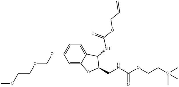 Carbamic acid, N-[[(2R,3S)-2,3-dihydro-6-[(2-methoxyethoxy)methoxy]-3-[[(2-propen-1-yloxy)carbonyl]amino]-2-benzofuranyl]methyl]-, 2-(trimethylsilyl)ethyl ester Structure