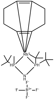 Rhodium(1+), [P,P-bis(1,1-dimethylethyl)-N-[(S)-(1,1-dimethylethyl)methylphosphino-κP]phosphinous amide-κP][(1,2,5,6-η)-1,5-cyclooctadiene]-, tetrafluoroborate(1-) (1:1) Structure