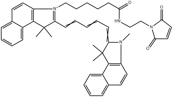 1H-Benz[e]indolium, 3-[6-[[2-(2,5-dihydro-2,5-dioxo-1H-pyrrol-1-yl)ethyl]amino]-6-oxohexyl]-2-[5-(1,3-dihydro-1,1,3-trimethyl-2H-benz[e]indol-2-ylidene)-1,3-pentadien-1-yl]-1,1-dimethyl- 구조식 이미지