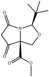 1H,3H-Pyrrolo[1,2-c]oxazole-7a(5H)-carboxylic acid, 3-(1,1-dimethylethyl)dihydro-5,7-dioxo-, methyl ester, (3R,7aR)- Structure