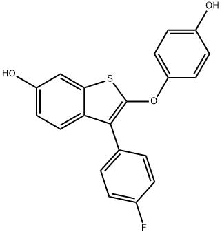 Benzo[b]thiophene-6-ol, 3-(4-fluorophenyl)-2-(4-hydroxyphenoxy)- Structure