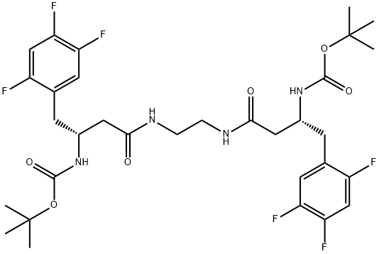 2,6,9,13-Tetraazatetradecanedioic acid, 5,10-dioxo-3,12-bis[(2,4,5-trifluorophenyl)methyl]-, 1,14-bis(1,1-dimethylethyl) ester, (3R,12R)- Structure