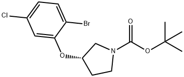 1-Pyrrolidinecarboxylic acid, 3-(2-bromo-5-chlorophenoxy)-, 1,1-dimethylethyl ester, (3S)- 구조식 이미지
