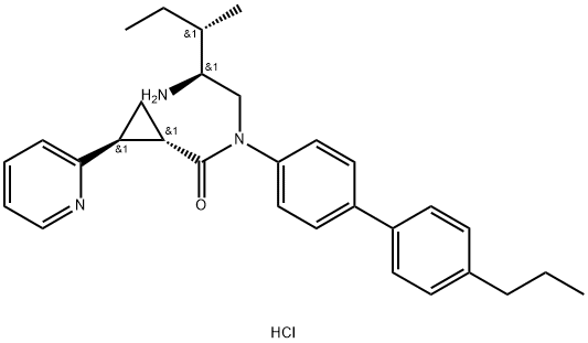 Cyclopropanecarboxamide, N-[(2S,3S)-2-amino-3-methylpentyl]-N-(4'-propyl[1,1'-biphenyl]-4-yl)-2-(2-pyridinyl)-, hydrochloride (1:2), (1S,2S)- Structure