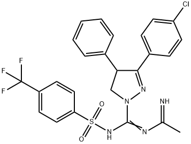 3-(4-Chlorophenyl)-4,5-dihydro-N''-(1-iminoethyl)-4-phenyl-N-[[4-(trifluoromethyl)phenyl]sulfonyl]-1H-pyrazole-1-carboximidamide 구조식 이미지