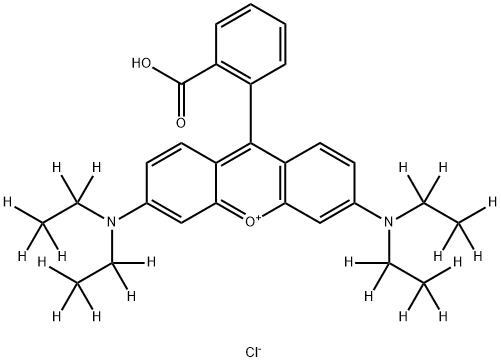 Xanthylium, 9-(2-carboxyphenyl)-3,6-bis[di(ethyl-1,1,2,2,2-d5)amino]-, chloride (1:1) Structure