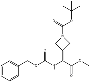 1-Azetidinecarboxylic acid, 3-[2-methoxy-2-oxo-1-[[(phenylmethoxy)carbonyl]amino]ethylidene]-, 1,1-dimethylethyl ester Structure