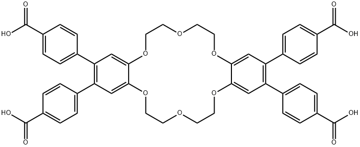 Benzoic acid, 4,4',4'',4'''-(6,7,9,10,17,18,20,21-octahydrodibenzo[b,k][1,4,7,10,13,16]hexaoxacyclooctadecin-2,3,13,14-tetrayl)tetrakis- Structure