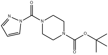 1-Piperazinecarboxylic acid, 4-(1H-pyrazol-1-ylcarbonyl)-, 1,1-dimethylethyl ester Structure